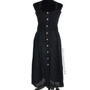 Seafolly Black Midi Button-Front Sundress